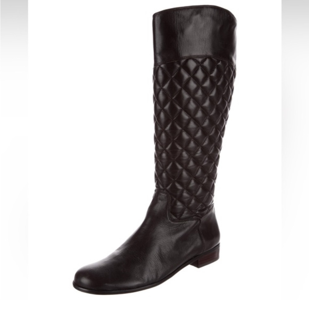 Corso Como Santona Quilted Leather Riding Boots in Brown